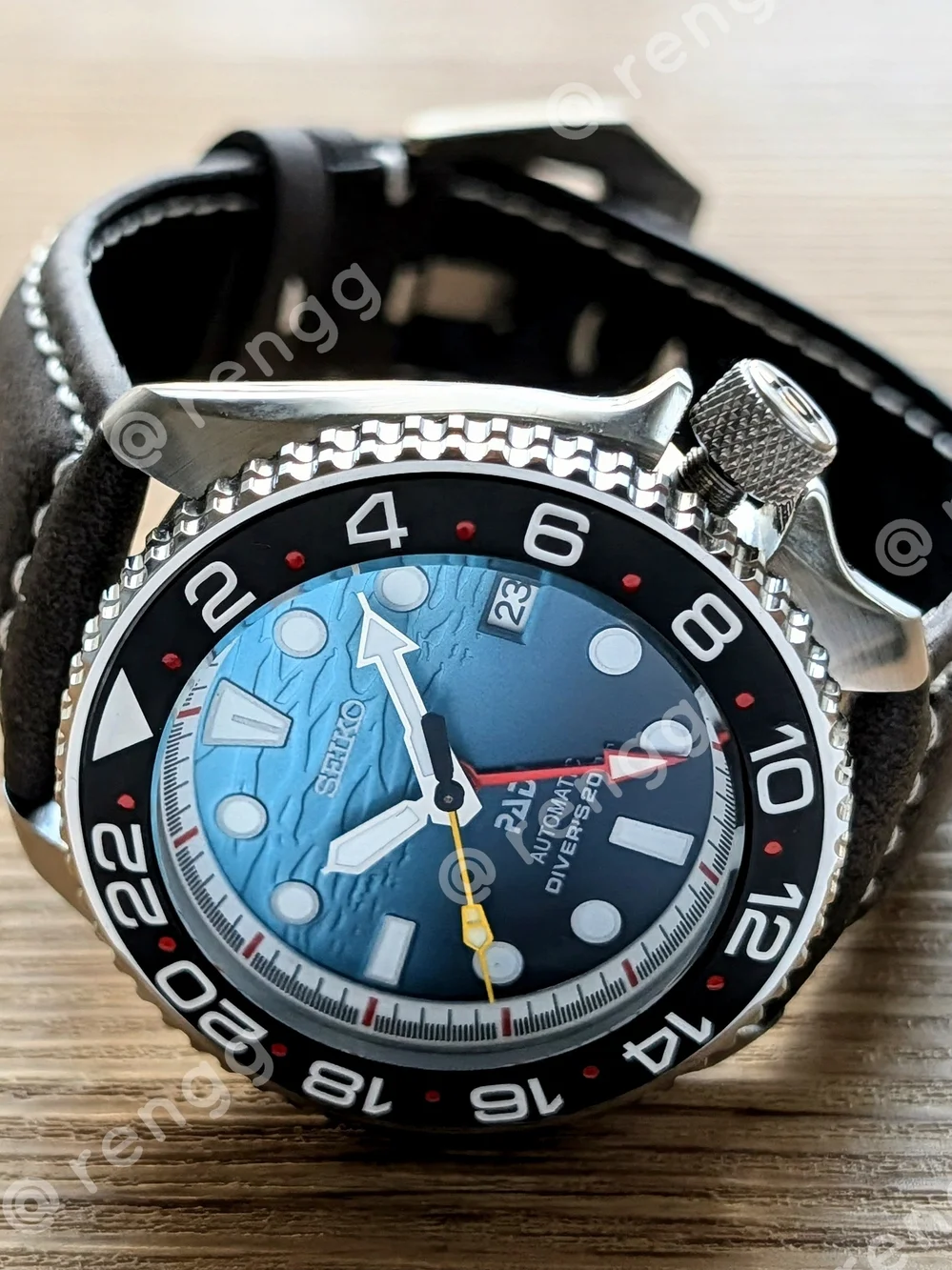 42mm Seiko GMT PADI Automatic Diver Mod Watch - Blue Gradient Dial Sapphire